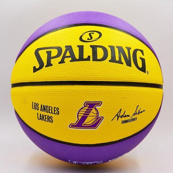 М'яч баскетбольний гумовий №7 SPALDING 83510Z NBA Team LA LAKERS (гума, бутил, жовтий-фіолетовий) &mdash; купити в Україні